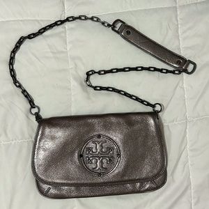 Tory Burch Metallic Silver Bag WITH POCKET MIRROR
